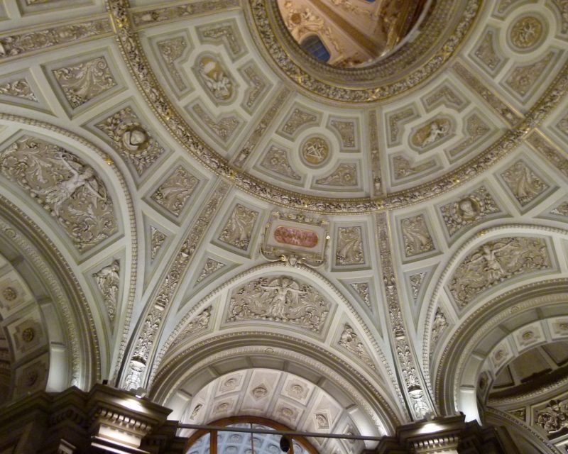The richly decorated dome and vaulting above the main staircase of the Kunsthistorisches Museum