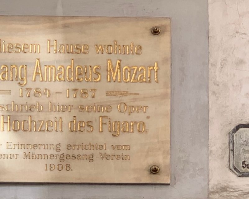 The plaque recording that Mozart lived here and wrote The Marriage of Figaro